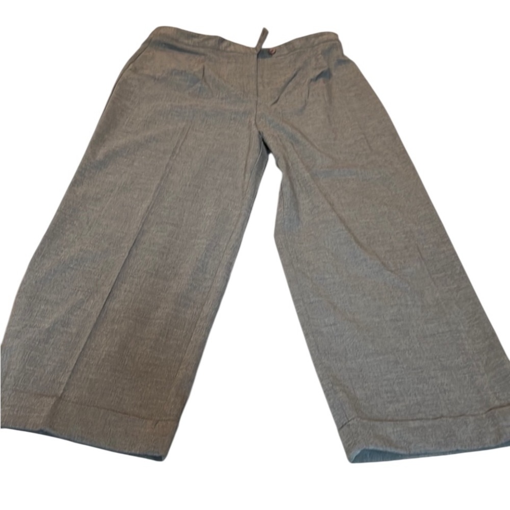 𝅺FINITY size 12 gray high waist wide leg cropped at ankle with cuff dress pants